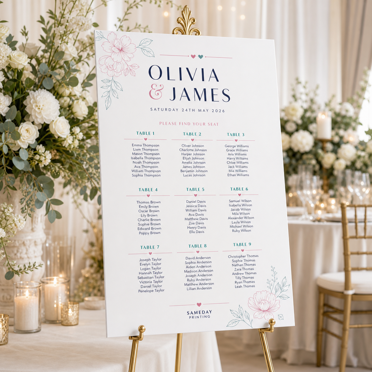 A1 Wedding Table Plan Foamex